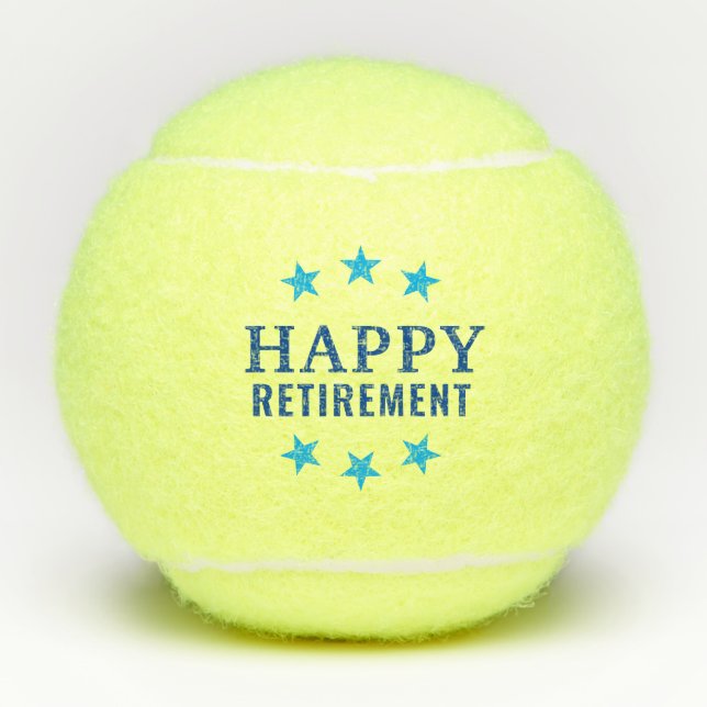 Pelotas de tenis de estrella azul de retiro feliz (Anverso)