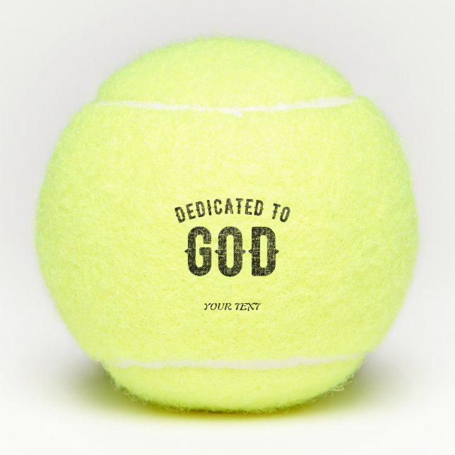 PELOTAS DE TENIS DEDICADO A DIOS PERSONALIZABLE GUAY TEXTO NEGRO (Anverso)