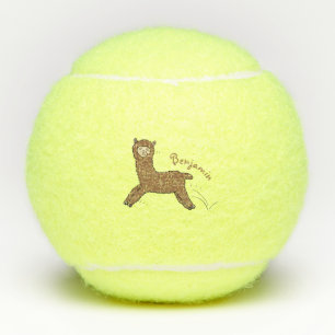 Pelotas De Tenis Dibujo animado de alpaca marrón feliz lindo