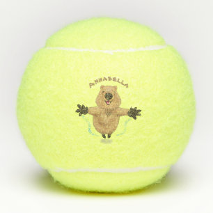 Pelotas De Tenis Diseño de personalizados de quokka saltando feliz