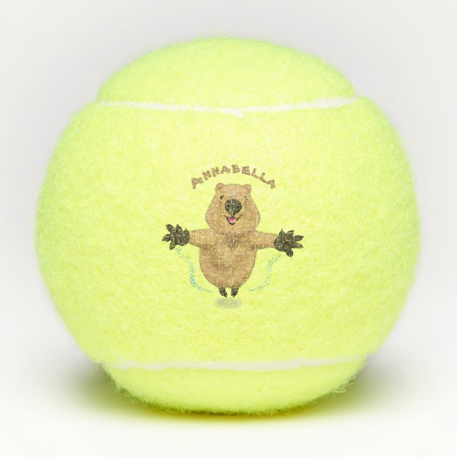 Pelotas De Tenis Diseño de personalizados de quokka saltando feliz (Anverso)