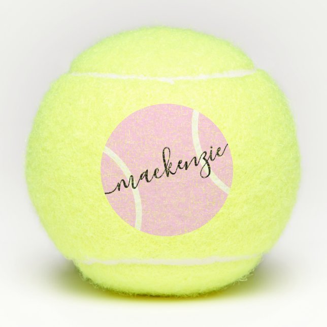 Pelotas De Tenis Diseño Giro rosa de nombre personalizado (Anverso)
