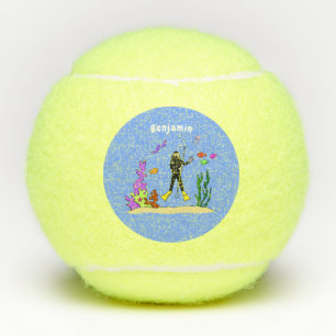 Pelotas De Tenis Divertido buceador de scuba y personalizado de cri
