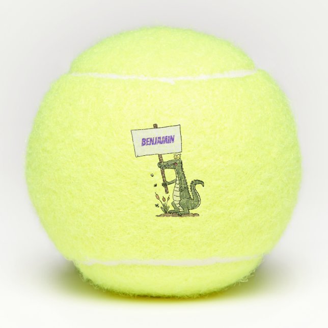 Pelotas De Tenis Divertido cocodrilo alineador con personalizado de (Anverso)