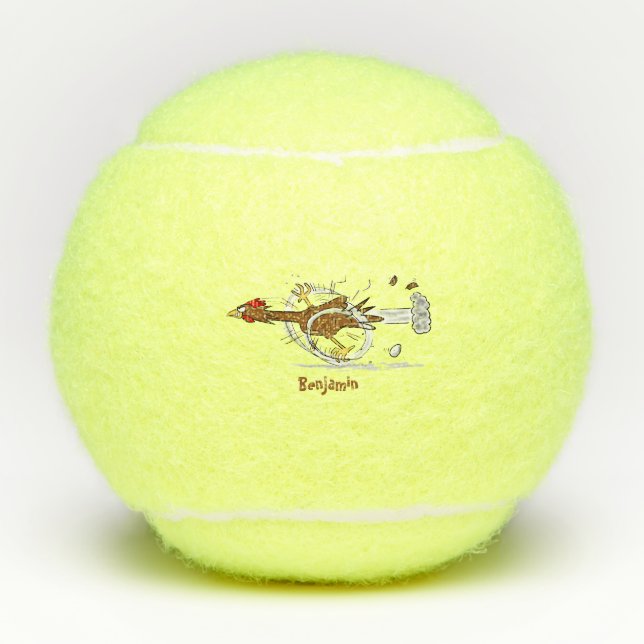 Pelotas De Tenis Divertido ilustracion de pollo fresco y personaliz (Anverso)