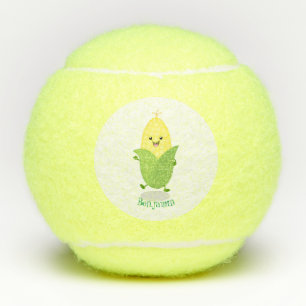Pelotas De Tenis Dulce ilustración de dibujos animados de maíz feli