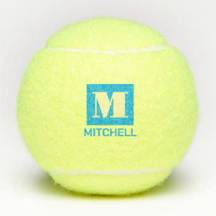 Pelotas De Tenis Elegante Personalizado Negrita Nombre inicial Azul