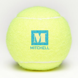 Pelotas De Tenis Elegante Personalizado Negrita Nombre inicial Azul