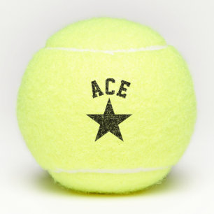 Pelotas De Tenis Estrella negra iniciales de nombre personalizado a