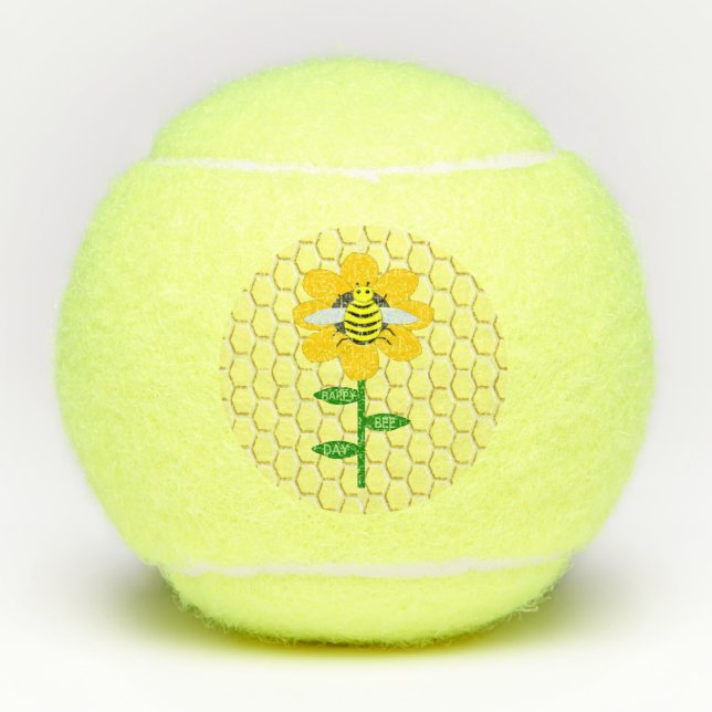 Pelotas De Tenis Feliz Día de las Abejas Cumpleaños Bumblebee (Anverso)