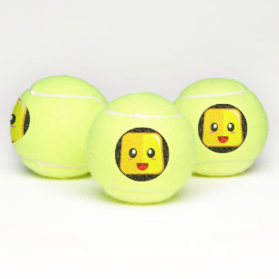 Pelotas De Tenis Feliz Emoji cuadrada cara tiene diversión jugando 