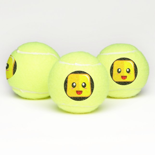 Pelotas De Tenis Feliz Emoji cuadrada cara tiene diversión jugando  (Múltiples)