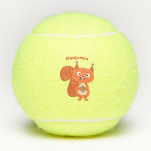 Pelotas De Tenis Feliz ilustracion de personalizado de ardilla roja