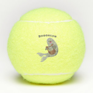 Pelotas De Tenis Feliz ilustracion de personalizado de foca de arpa