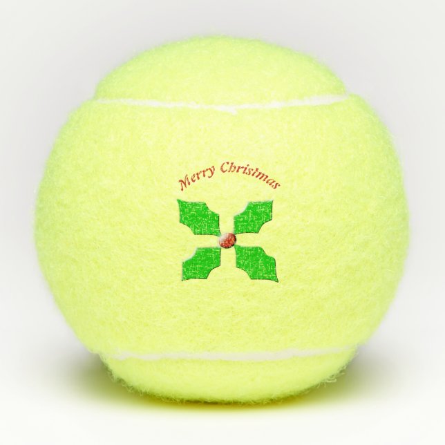 Pelotas De Tenis Feliz Navidad Holly personalizado (Anverso)