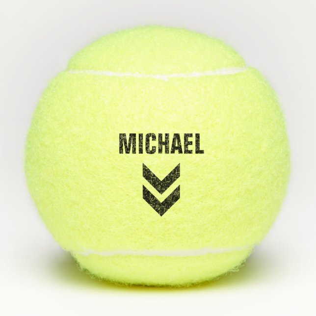 Pelotas De Tenis Flechas Negras Nombre Personalizado (Anverso)