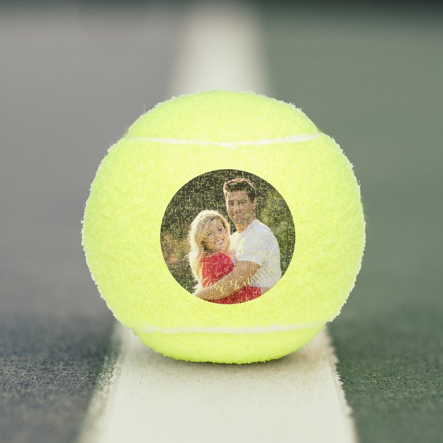 Pelotas De Tenis Foto de la familia de la pareja Boda personalizada (Custom Personalized Wedding Couple Family Photo Tennis Balls)