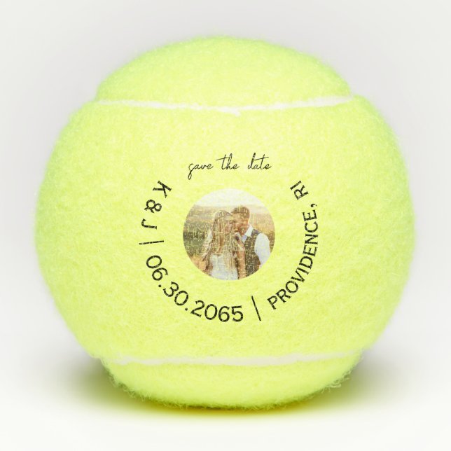 Pelotas De Tenis Fun Tennis Photo Wedding Salva la fecha (Anverso)