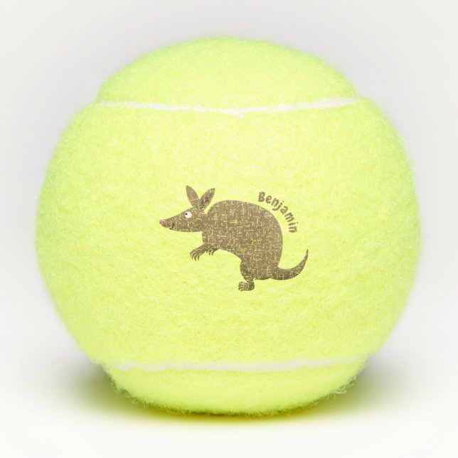 Pelotas De Tenis Funny armadillo feliz personalizado ilustracion (Anverso)