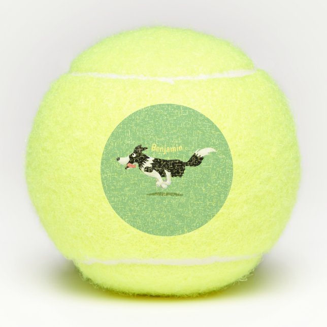 Pelotas De Tenis Funny Border Collie perro corriendo personalizado (Anverso)