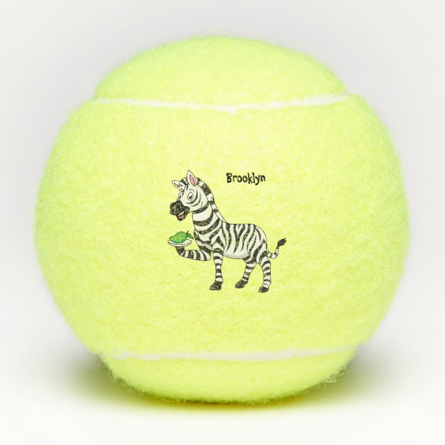 Pelotas De Tenis Funny ilustracion de personalizado de cebra (Anverso)