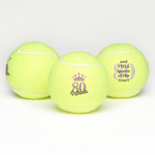 Pelotas De Tenis Funny Modern 80th Birthday Court Queen