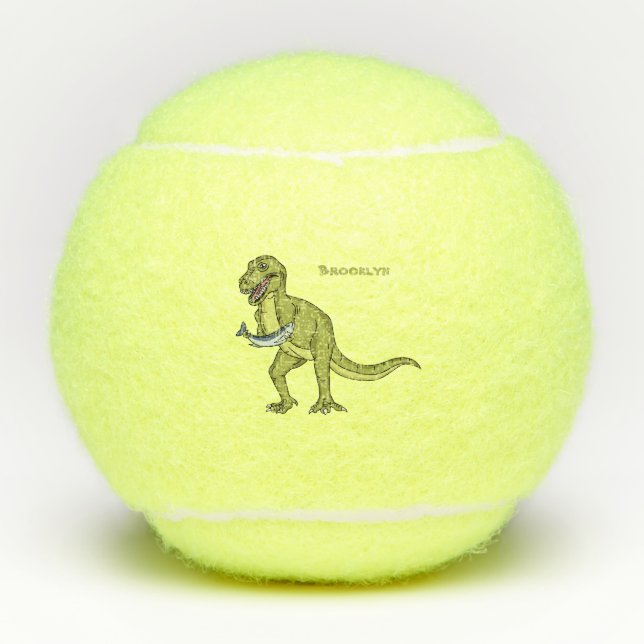 Pelotas De Tenis Funny T rex dinosaur ilustracion (Anverso)