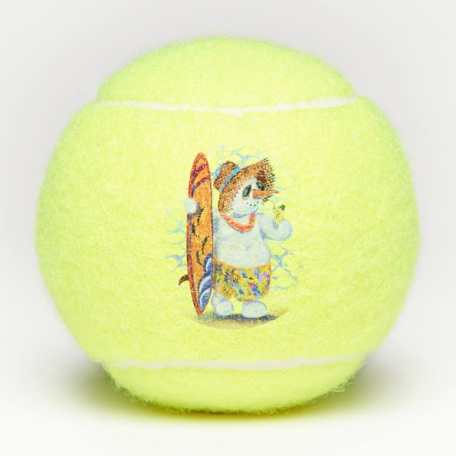 Pelotas De Tenis Funny Tennis Balls Snowman Surfer (Anverso)