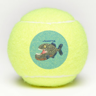 Pelotas De Tenis Furioso ilustracion personalizado de piranha
