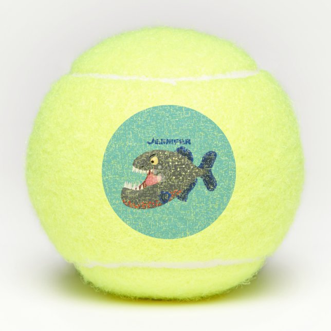 Pelotas De Tenis Furioso ilustracion personalizado de piranha (Anverso)