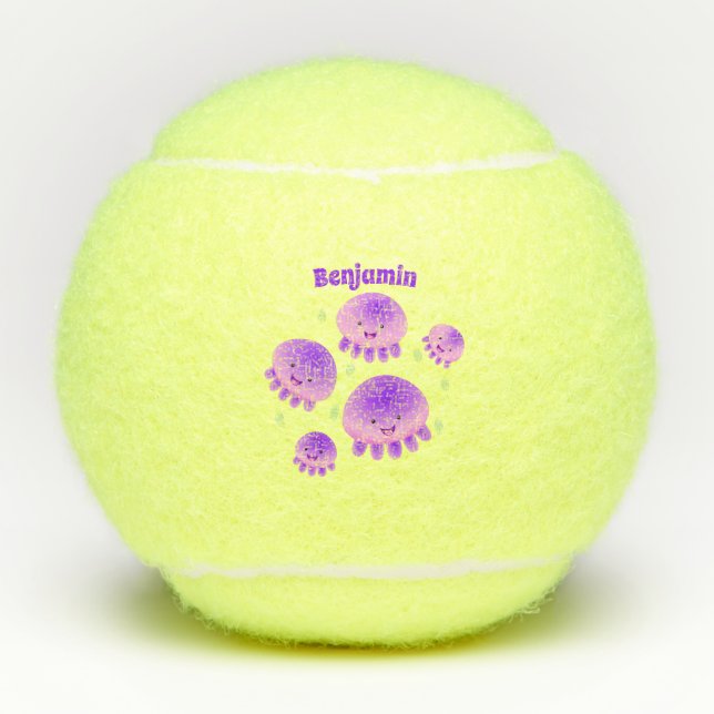 Pelotas De Tenis Gallito rosa morado kawaii personalizado (Anverso)