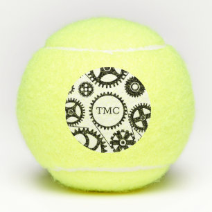 Pelotas De Tenis Gears INITIALS Biking Black & White Sports Fun