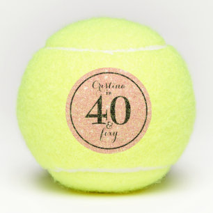 Pelotas De Tenis Glam Pink & Black Personalized 40 & Foxy