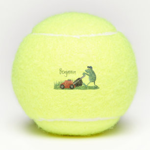 Pelotas De Tenis Graciosa rana verde que siembra césped personaliza