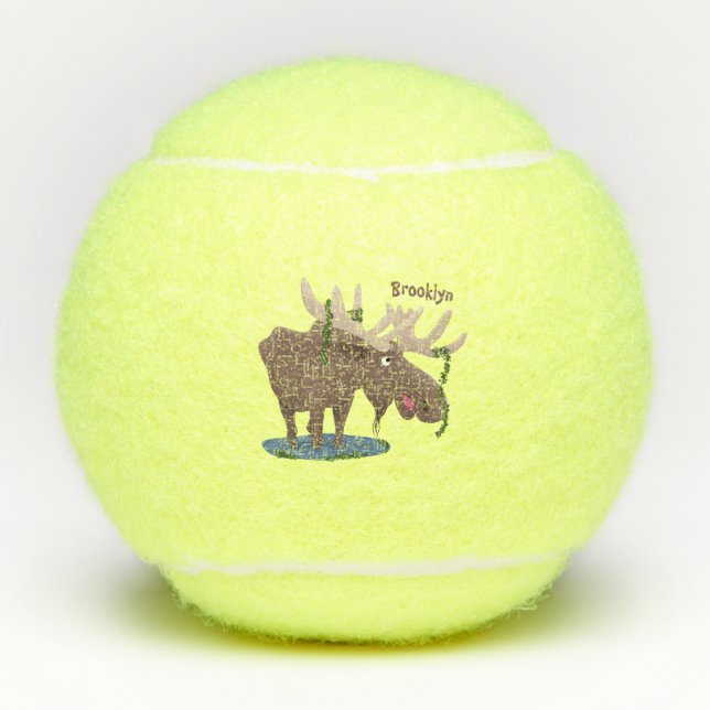 Pelotas De Tenis Gracioso ilustracion personalizado de alce feliz (Anverso)