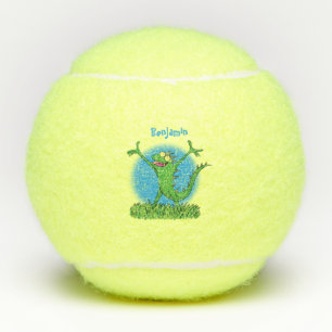 Pelotas De Tenis Gracioso lagarto de iguana con sonrisa verde