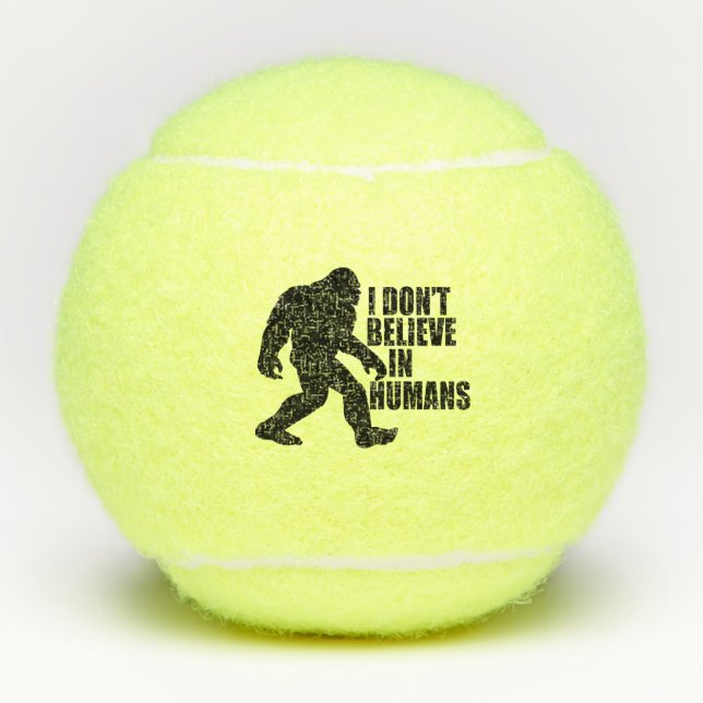 Pelotas De Tenis Gracioso pie-no creo en los humanos (Anverso)