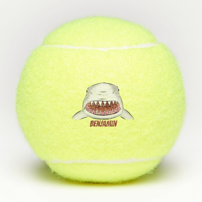 Pelotas De Tenis Gran tiburón blanco significa ilustracion personal (Anverso)