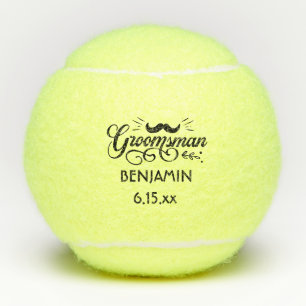 Pelotas De Tenis Groomsman Boda Mustache Fecha