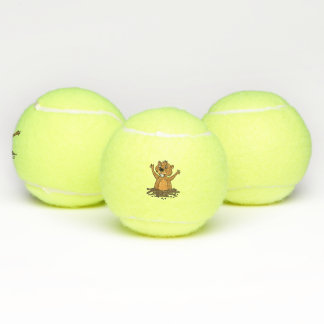 Pelotas De Tenis Groundhog divertido en dibujo animado del agujero