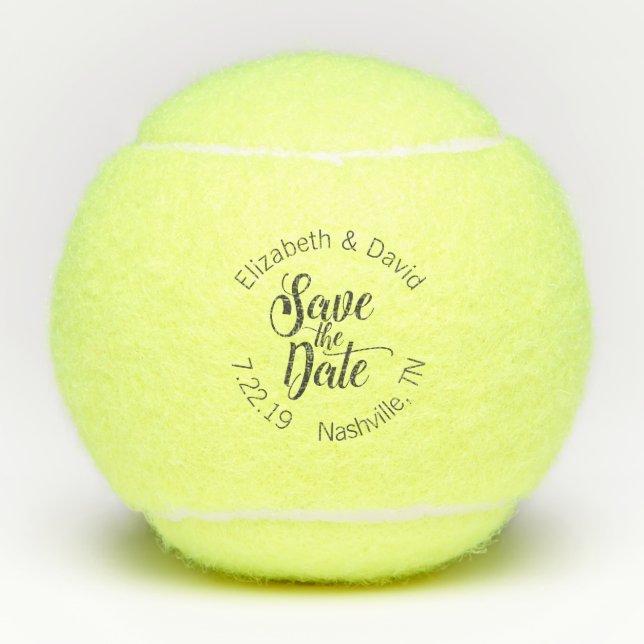 Pelotas De Tenis Guardar el Boda de fechas personalizado (Anverso)