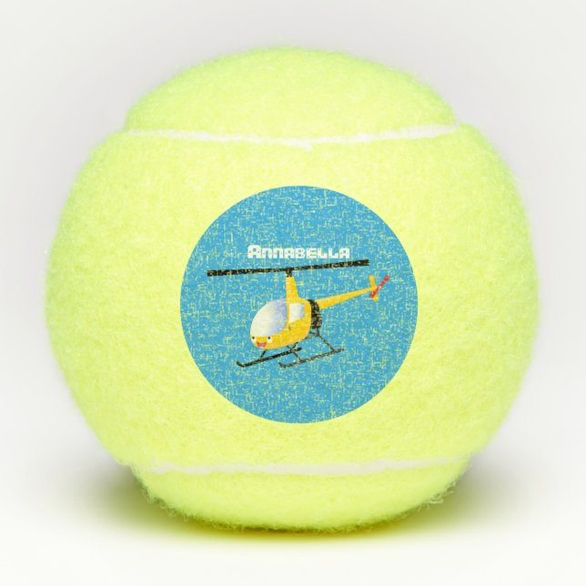 Pelotas De Tenis Helicóptero de personalizado alegre amarillo lindo (Anverso)