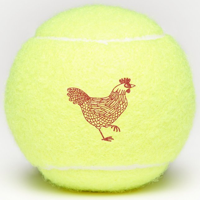 Pelotas De Tenis Hen Chicken (Chicken hen poultry themed tennis balls)