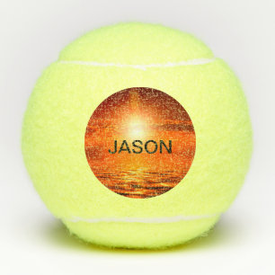 Pelotas De Tenis Hermoso Naranja Sunset Golden Sky Sea Gold Name