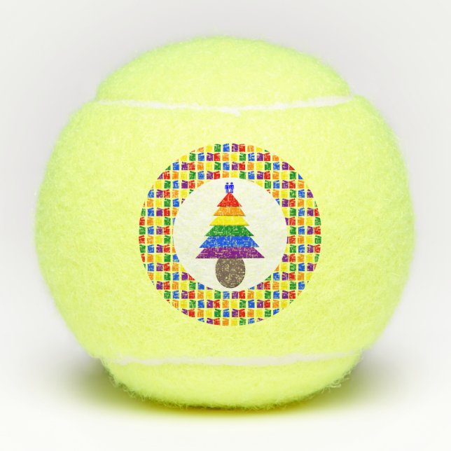 Pelotas De Tenis Hombres gay arcoiris Árbol de Navidad y regalo (Anverso)