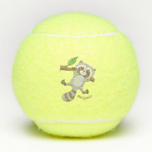 Pelotas De Tenis Ilustracion de bebé de raccoon feliz lindo