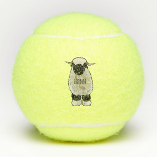 Pelotas De Tenis Ilustración de dibujos animados de oveja Valais Bl