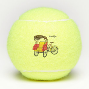 Pelotas De Tenis Ilustración de dibujos animados de pedicab ricksha