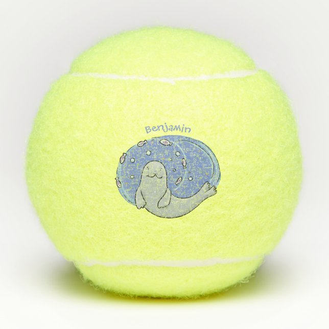 Pelotas De Tenis Ilustracion de foca feliz y personalizado azul de  (Anverso)