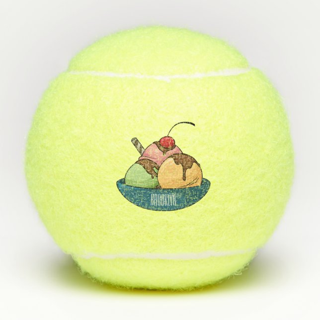 Pelotas De Tenis Ilustracion de helado personalizado (Anverso)
